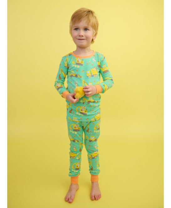 Bunny Builders Long Sleeve Pajama Set, Bamboo Viscose