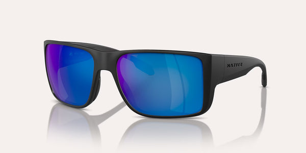 BADLANDS MATTE BLACK w/ BLUE REFLEX POLARIZED INJECTED MAN SUNGLASS