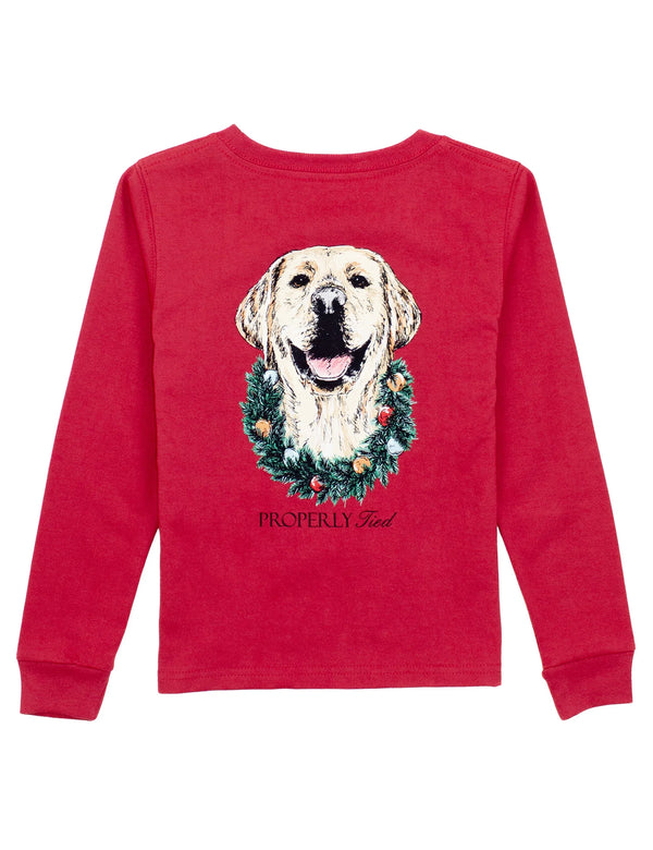 Boys Deck The Paws Long Sleeve - Cabernet