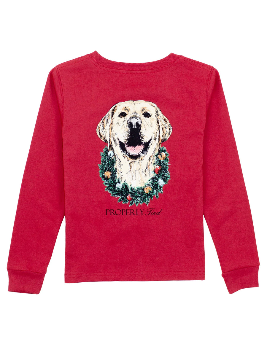 Boys Deck The Paws Long Sleeve - Cabernet
