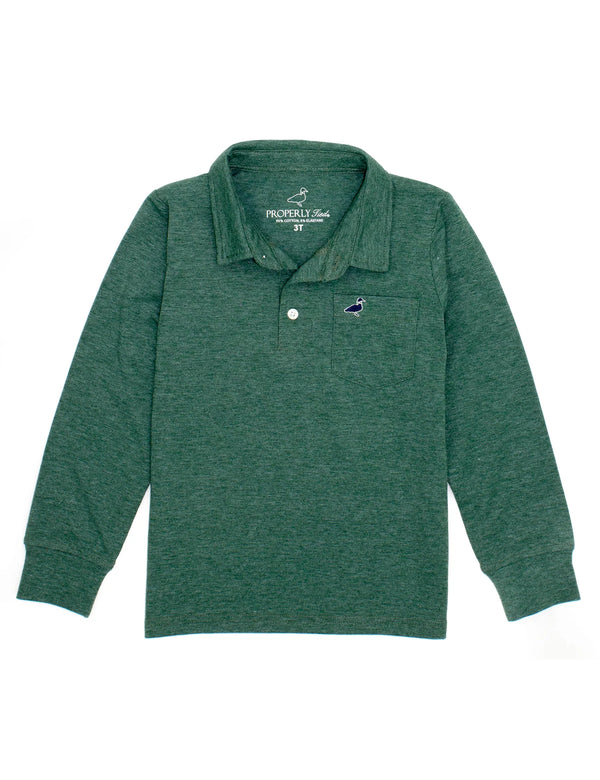 Boys Harrison Pocket Polo Long Sleeve - Hunter Green