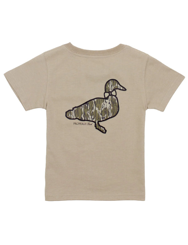 Boys Mossy Oak Logo Short Sleeve - Sand