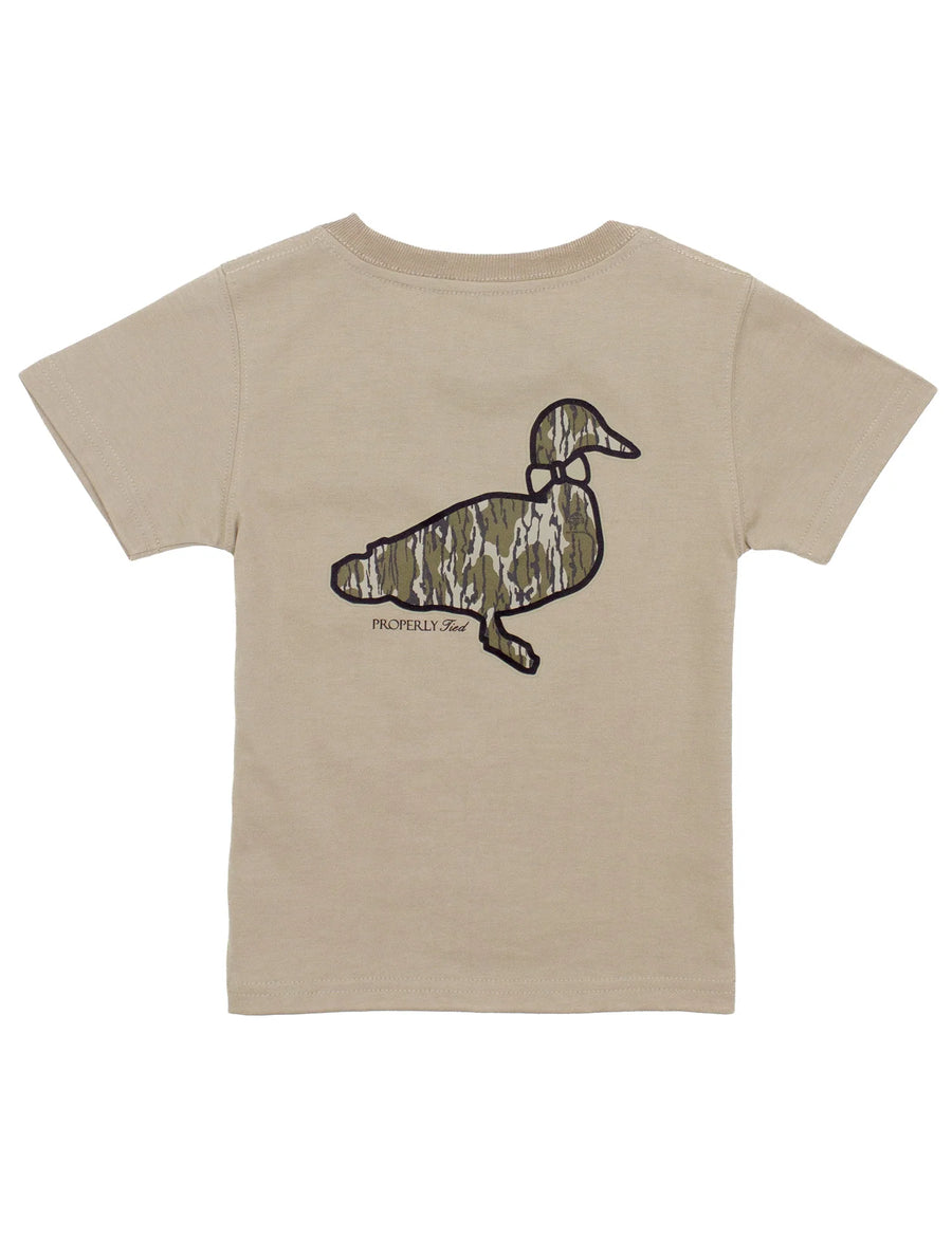Boys Mossy Oak Logo Short Sleeve - Sand