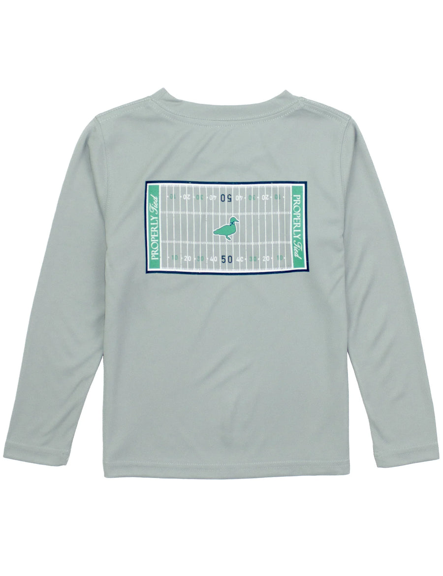 Boys Performance Tee LS Football Field - Chrome Grey