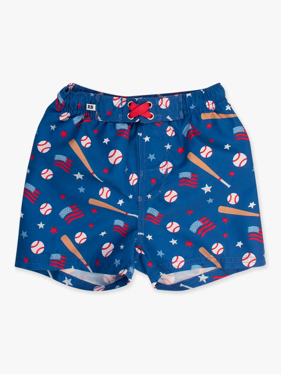 Boys Play Ball Baseball Swim Trunks