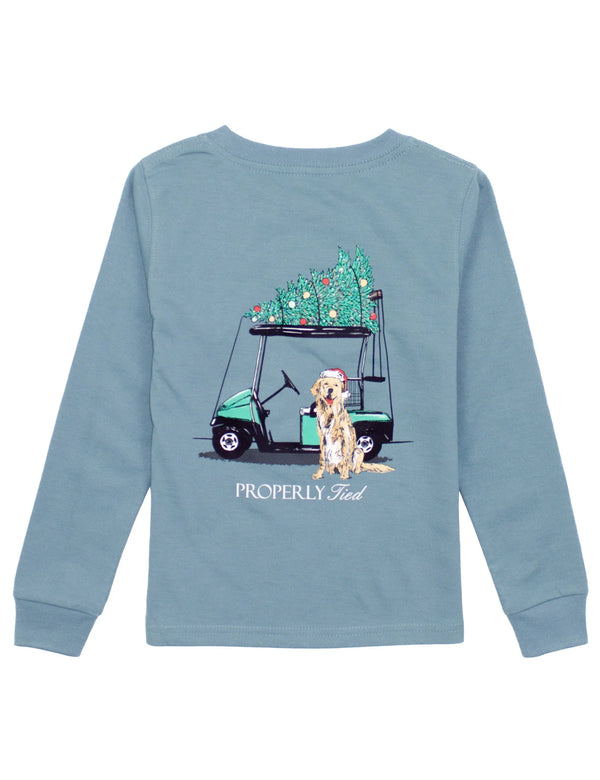 Boys Santa's Caddy Long Sleeve - Steel Blue