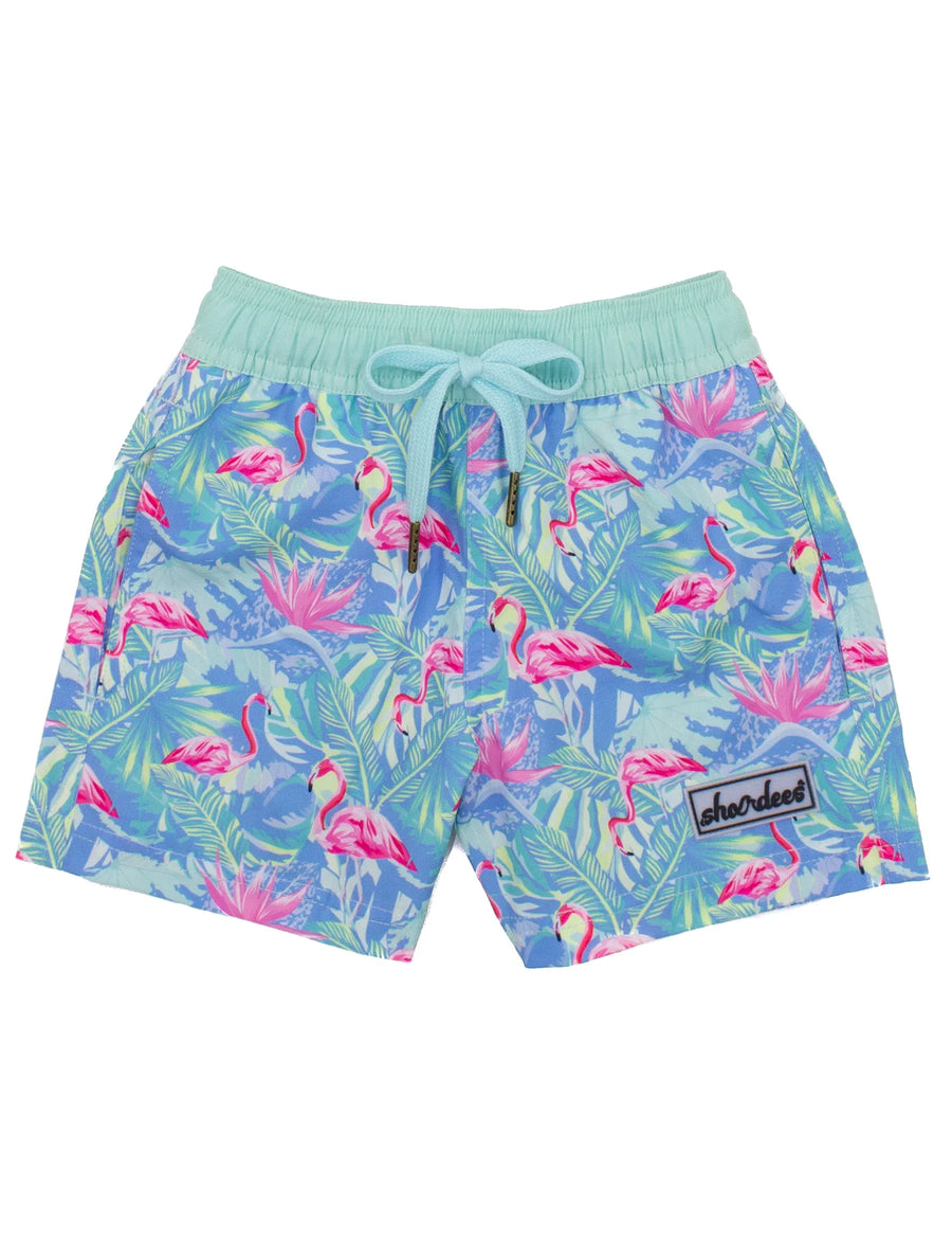 Boys Shordees Swim - Floral Flamingo