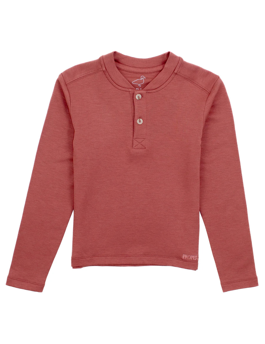 Boys Shoreline Henley Long Sleeve - Salmon