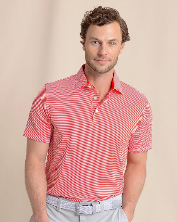 Brrr Meadowbrook Stripe Polo Red