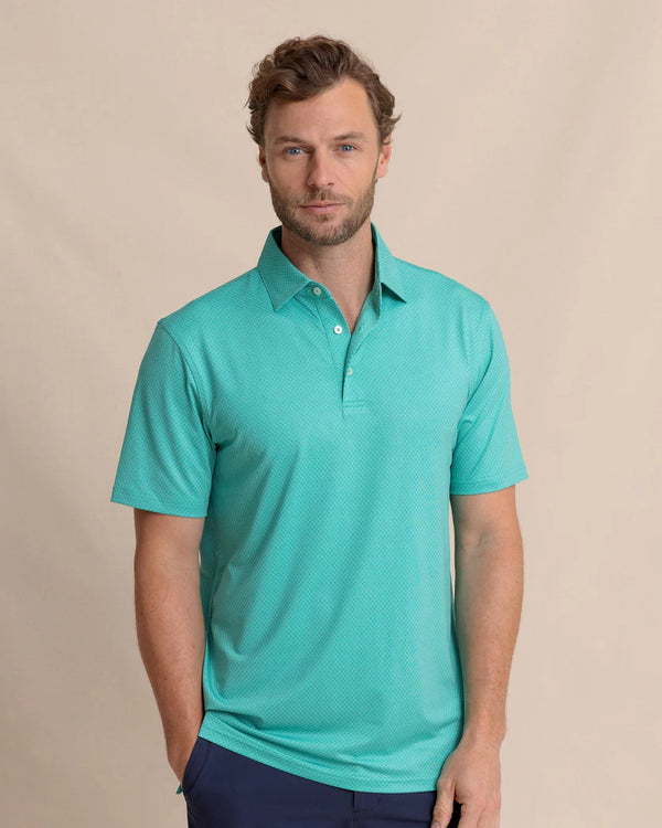Driver Coastal Geo Printed Polo - Turtle Green