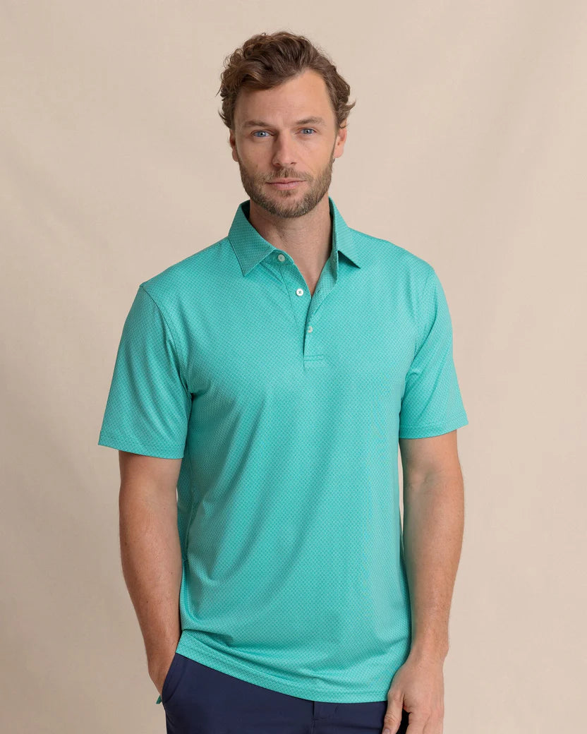 Driver Coastal Geo Printed Polo - Turtle Green