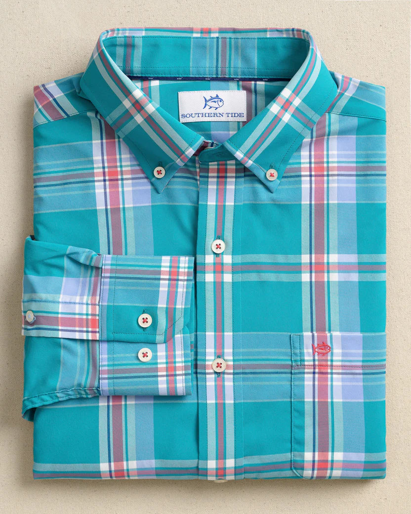 Greenview Plaid Intercoastal Sport Shirt - Spruce Shade