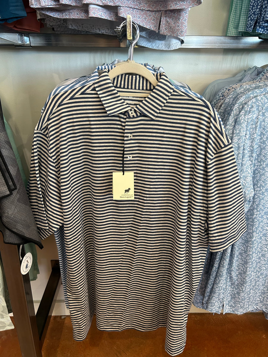 Navy / Oatmeal Stripe Short Sleeve Polo