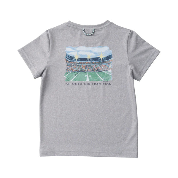 Kid's Pro Perf Short Sleeve T-shirt 50-yard line Football Stadium - Heather Gray