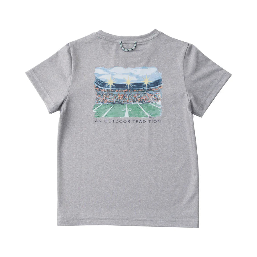 Kid's Pro Perf Short Sleeve T-shirt 50-yard line Football Stadium - Heather Gray