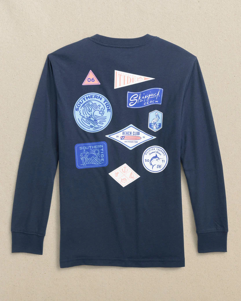Kids ST Stickers Long Sleeve T-Shirt - Dress Blue