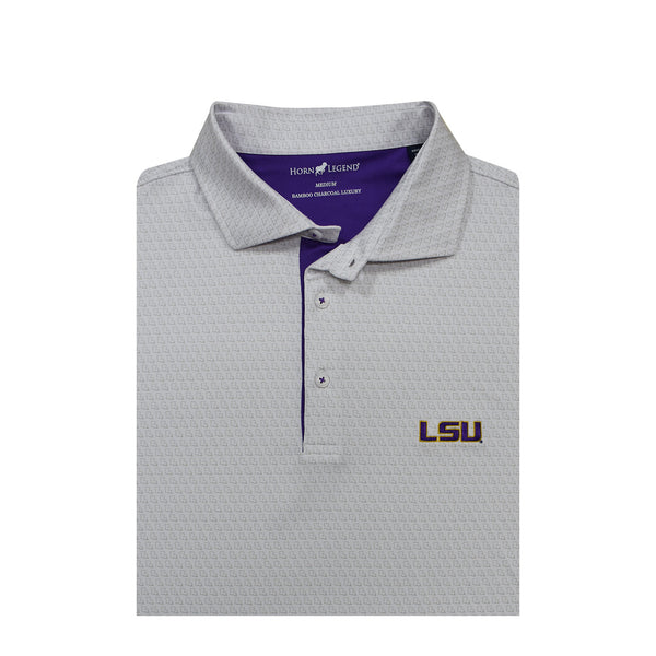 LSU Tigers White State Outline Polo