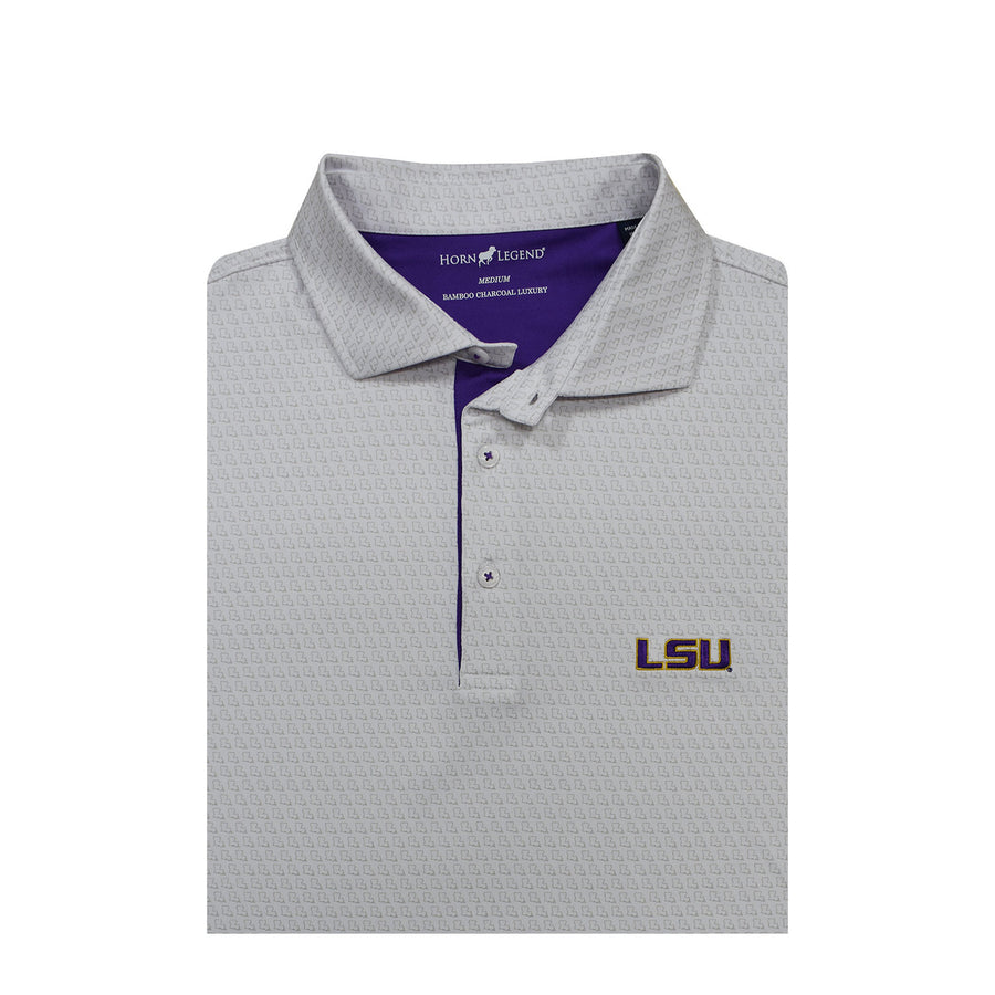 LSU Tigers White State Outline Polo
