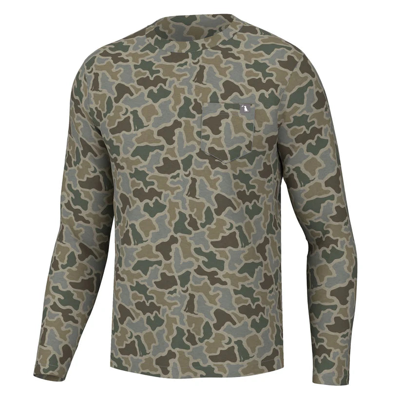 Long Sleeve Heather Blend Crew - Sand Dog & Moon Camo