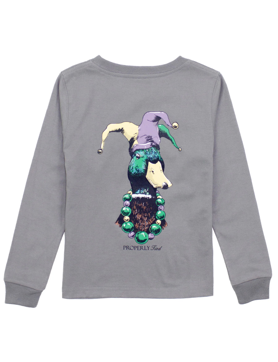 Mardi Gras Mallard Long Sleeve - Battleship Grey