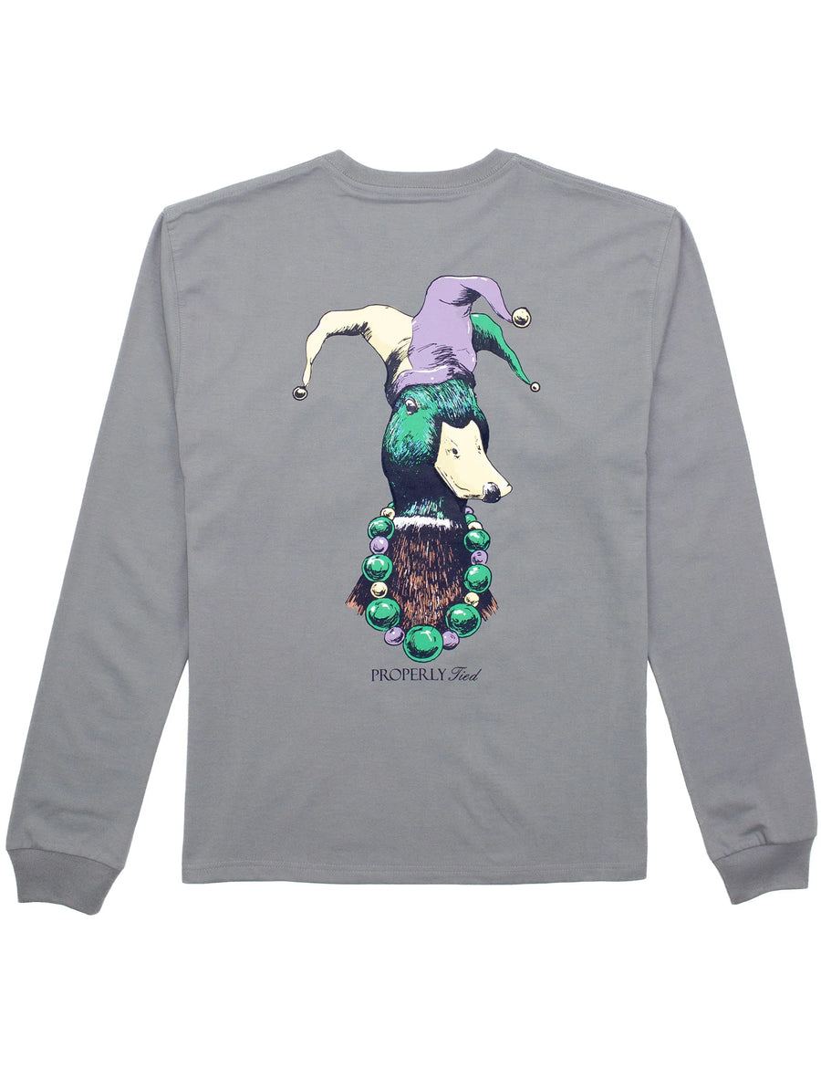 Mardi Gras Mallard Long Sleeve - Battleship Grey