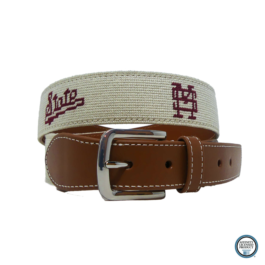 Mississippi State Grey Needlepoint Belt