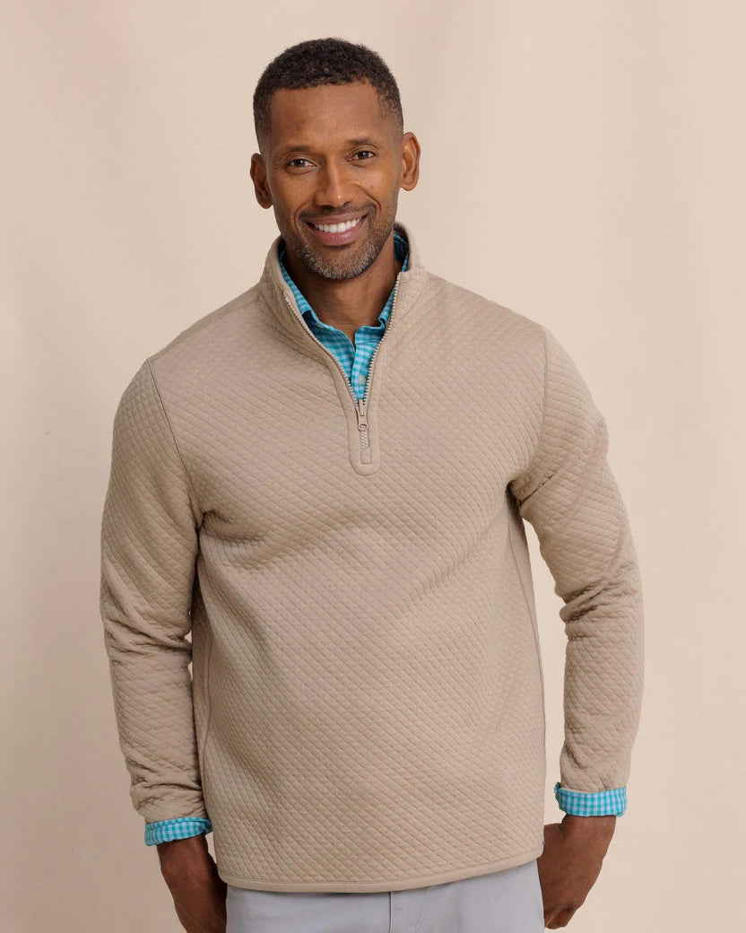 Oak Island Reversible Quarter Zip - Sandstone Khaki