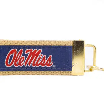 Ole Miss Rebels Collegiate Woven Ribbon Key Chain - Navy