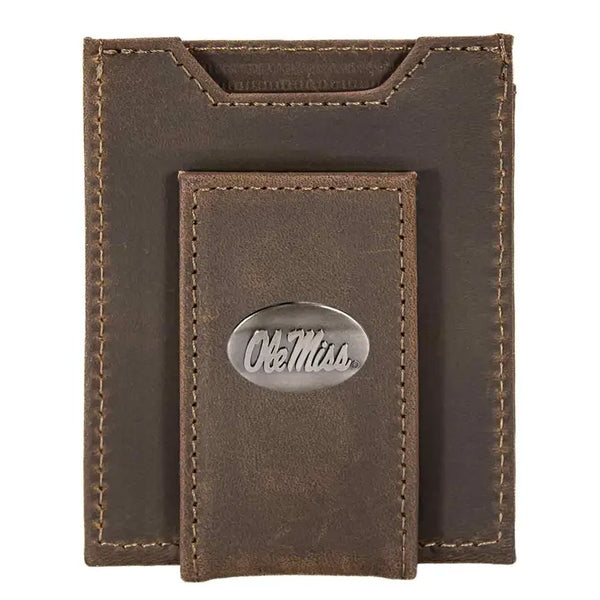 Ole Miss Rebels Men's Magnetic Front Pocket Leather Wallet