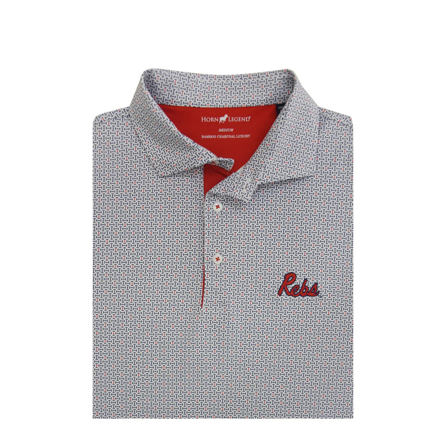 Ole Miss Rebs Script Football Laces Polo