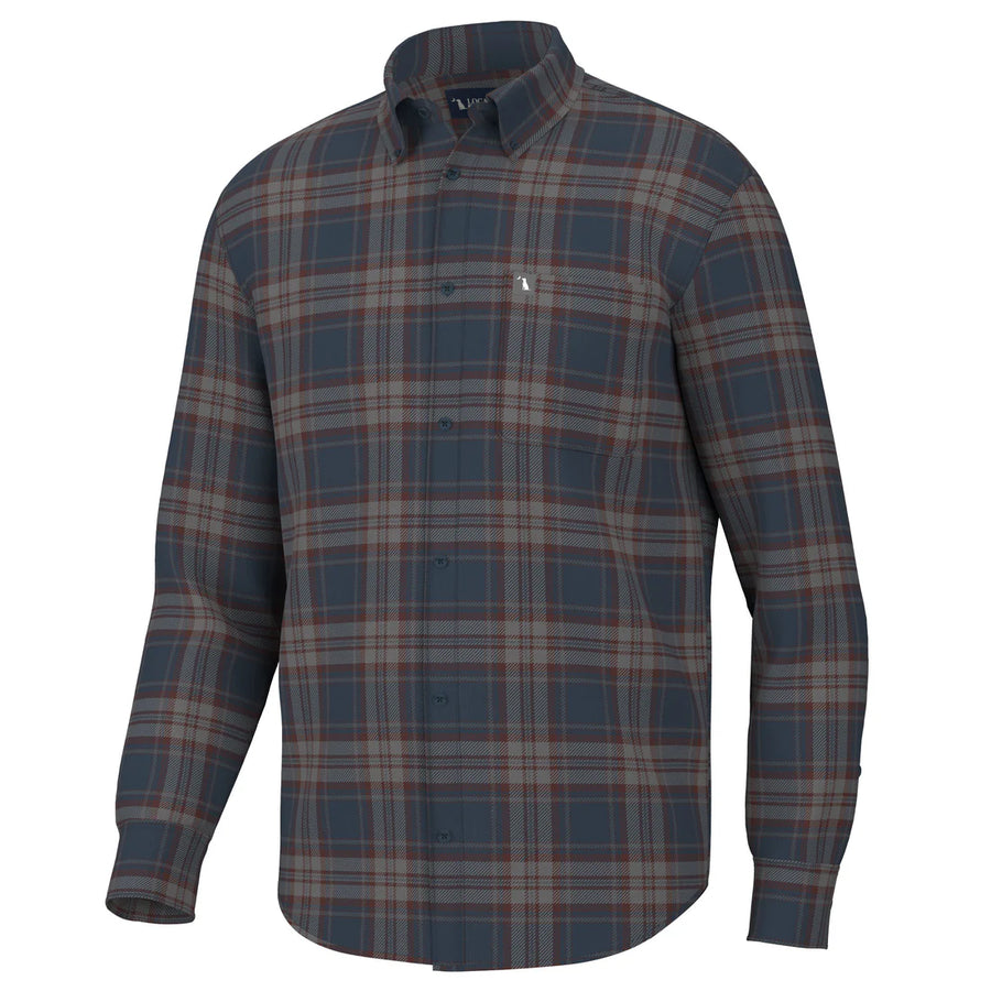 Phelan Stretch Flannel - Navy/Charcoal/Red