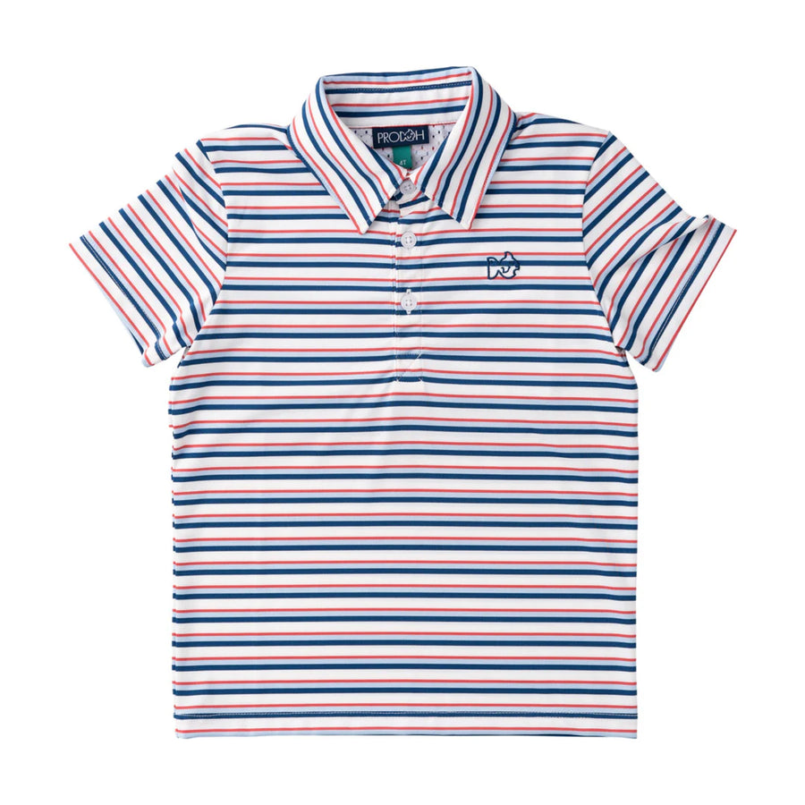 Boys' Short Sleeve Pro Performance Polo - Independence Day Stripe