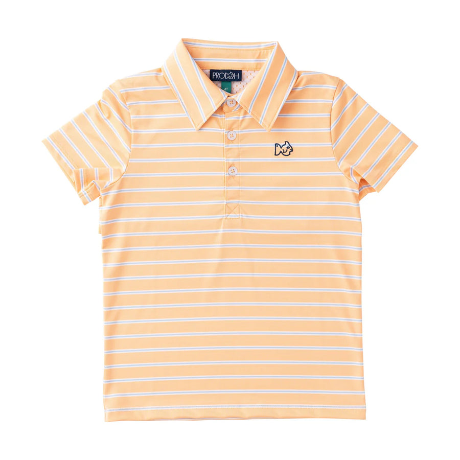 Boys' Short Sleeve Pro Performance Polo - Orange Chiffon Stripe