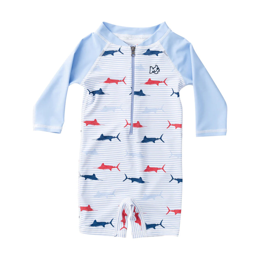 Baby Reef One Piece Swimsuit Windsurfer Fish Print