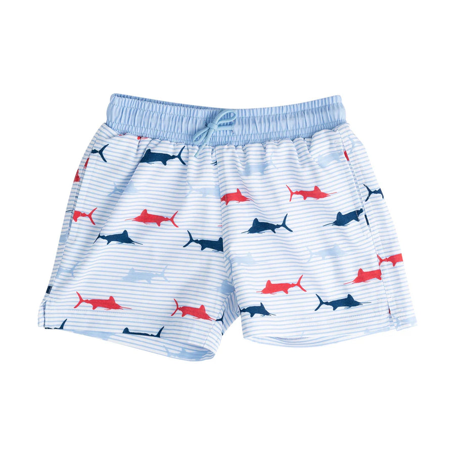 Boys' Boogie Board Swim Trunks Swordfish Stripe Print
