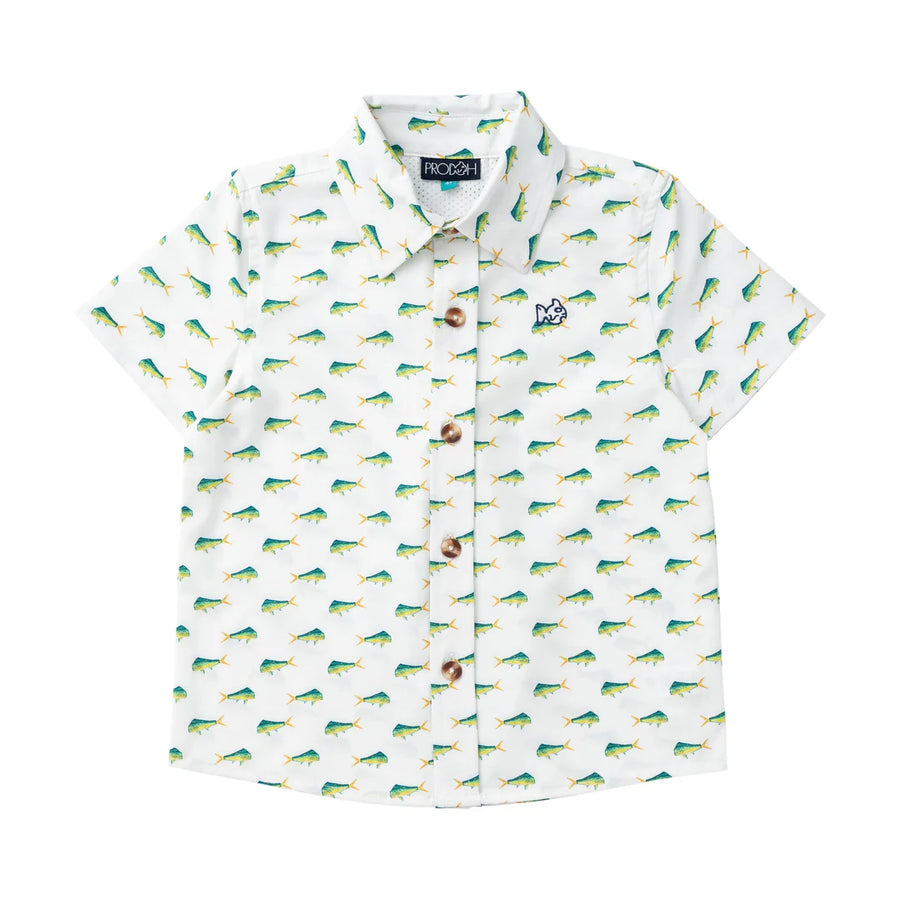 Boys' Short Sleeve Button Down Shirt — Mahi Mahi Print