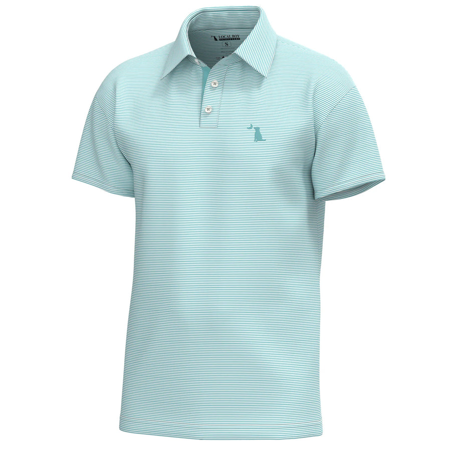 Youth Palms Polo-Aqua/white