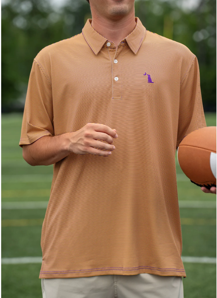 Collegiate Palms Polo-Purple/Yellow