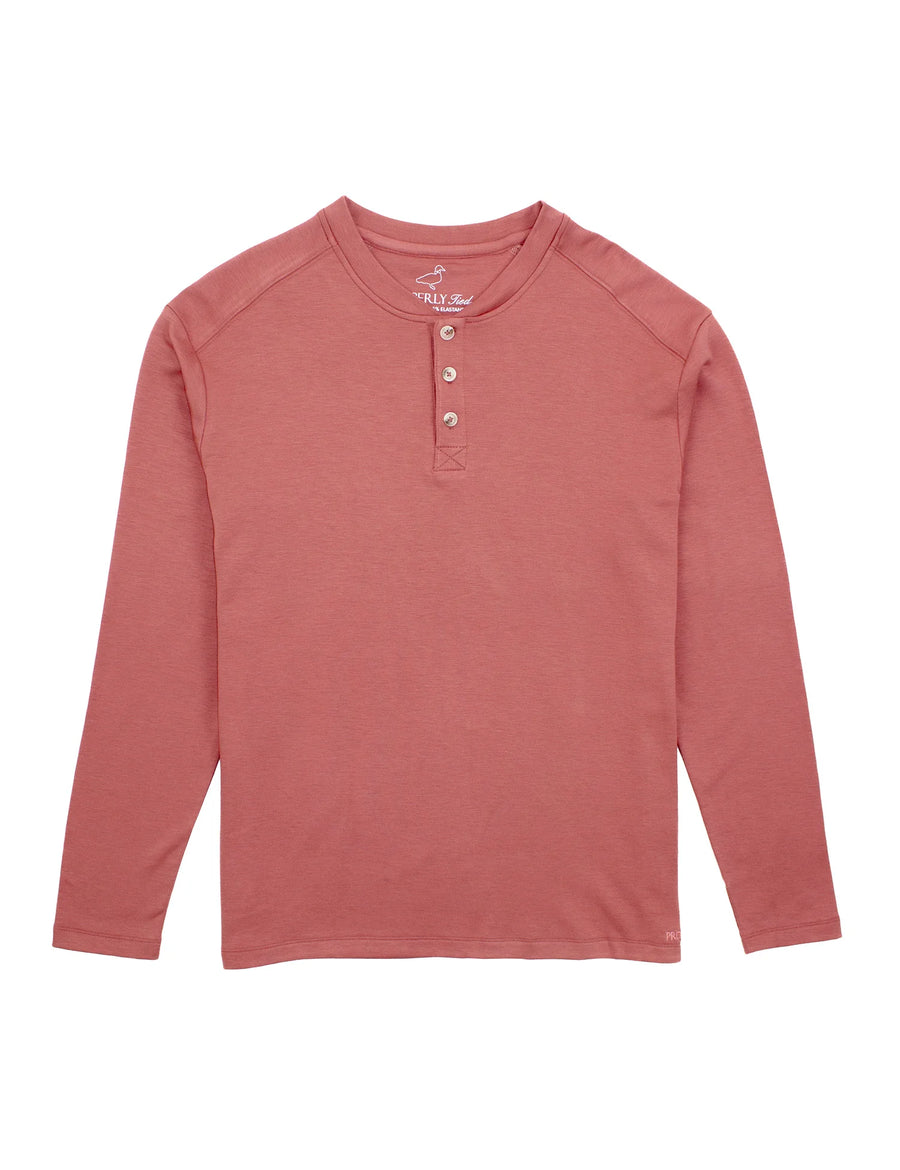 Shoreline Henley Long Sleeve Salmon
