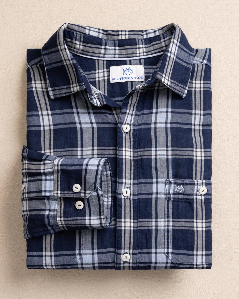 Long Sleeve Somerset Plaid Double Cloth Heather Sportshirt