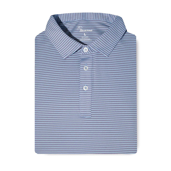 The Graduate Stripe Performance Polo - Blue, Navy, White