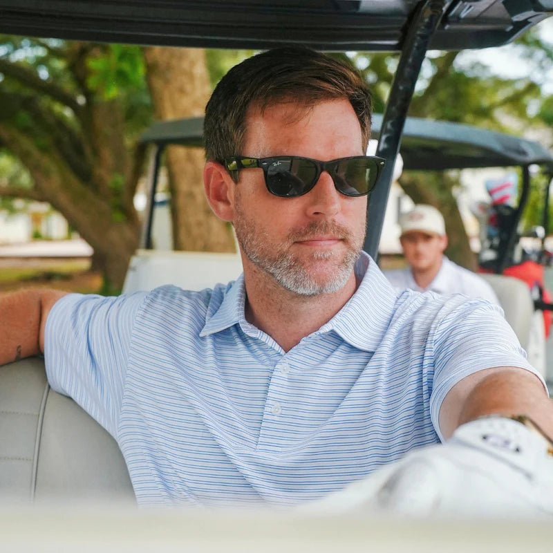 Thin Stripe Polo - Blue