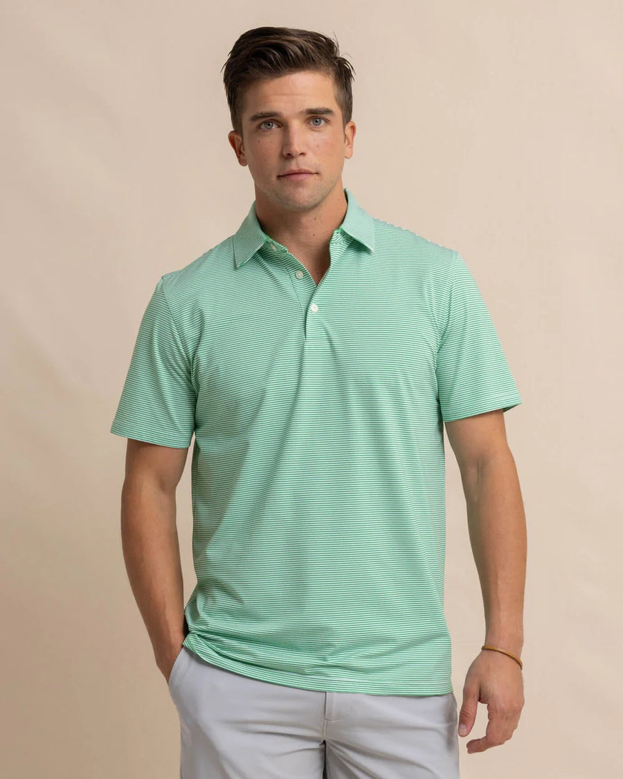 Brrr Meadowbrook Stripe Polo Green